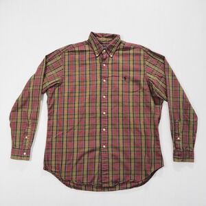 Ralph Lauren Shirt Mens Large Red Plaid Long Sleeve Button Front Cotton Preppy